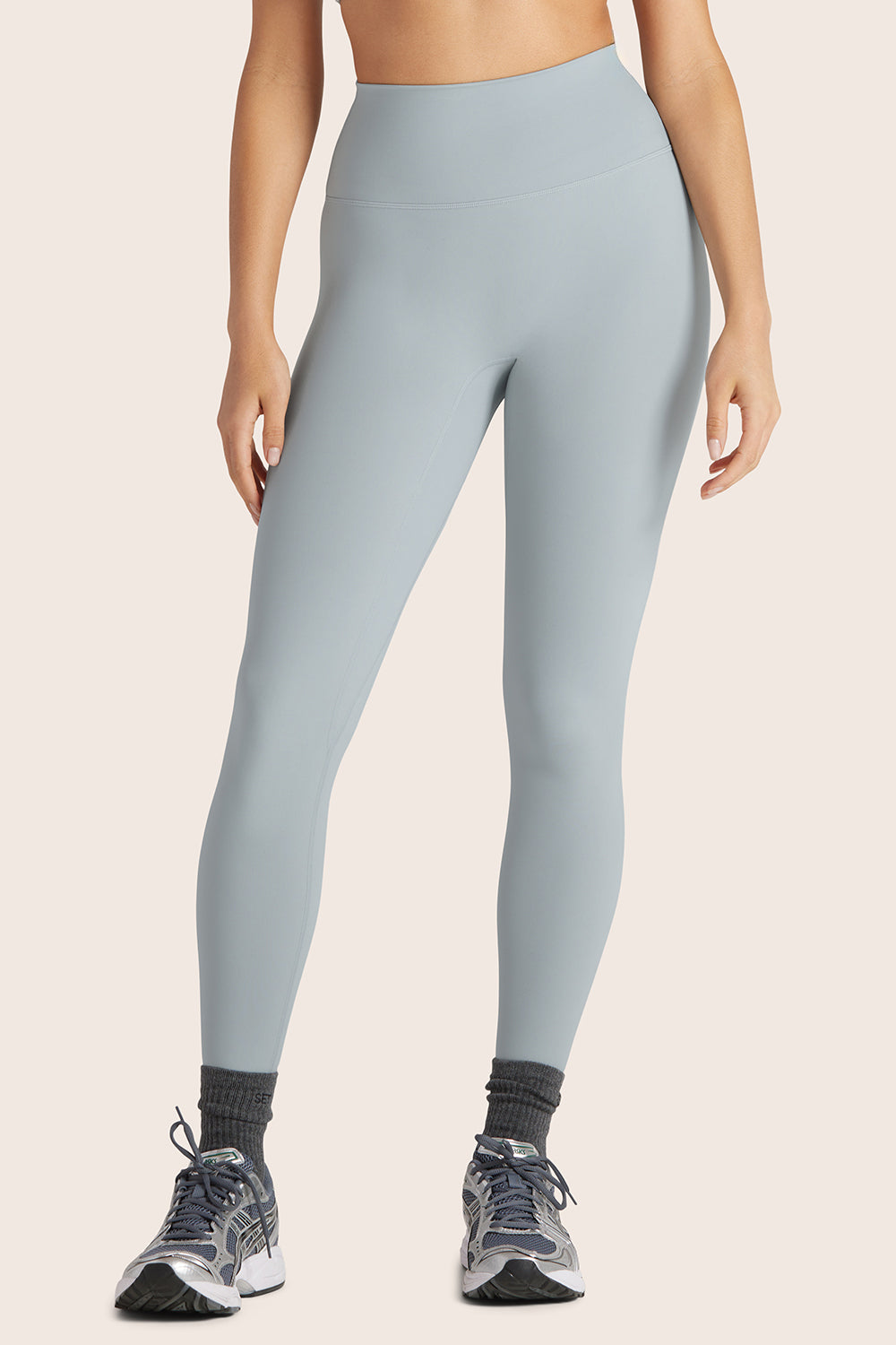 Sportliche High-Rise-Leggings – Platin