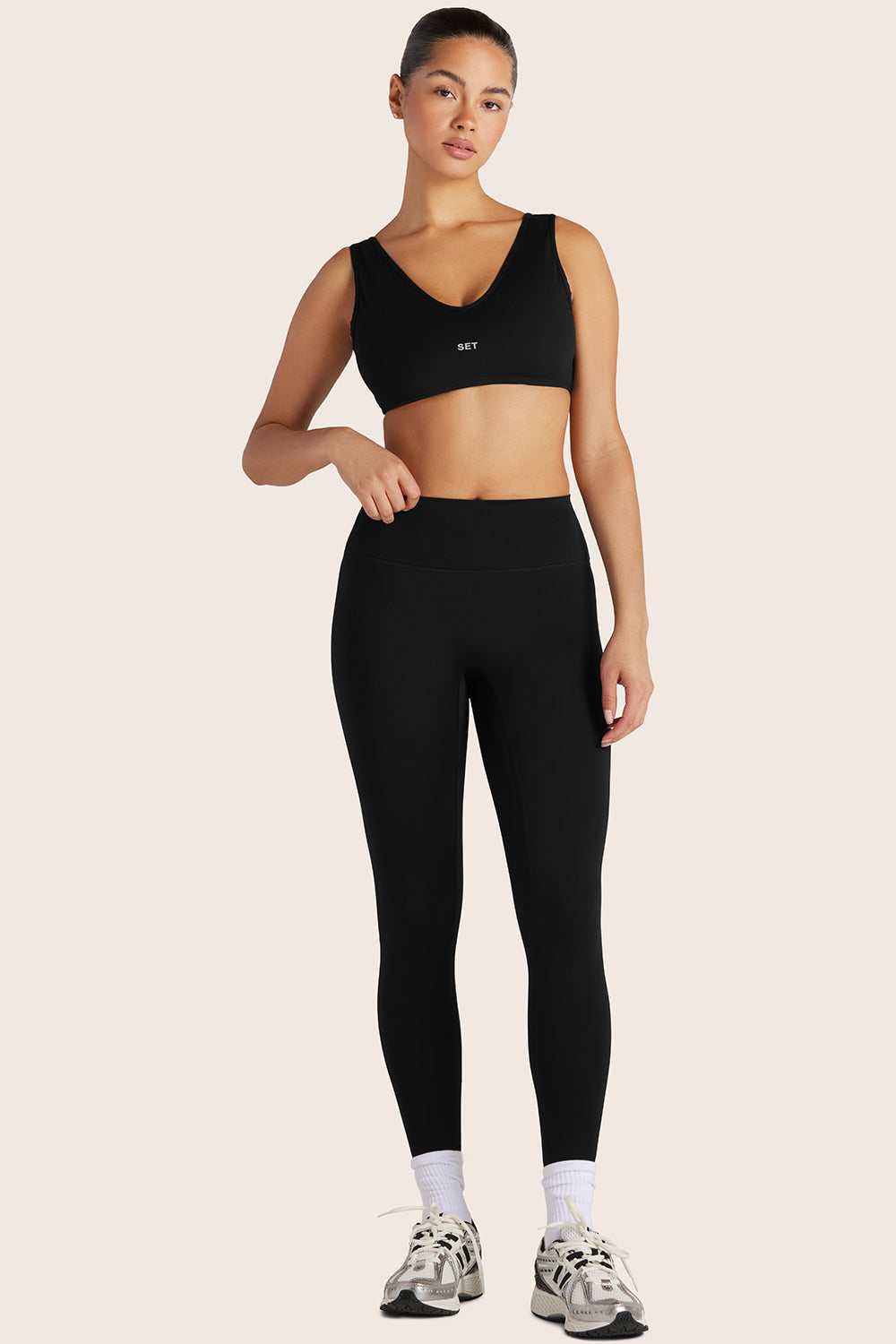 Sportliche Mid-Rise-Leggings – Onyx